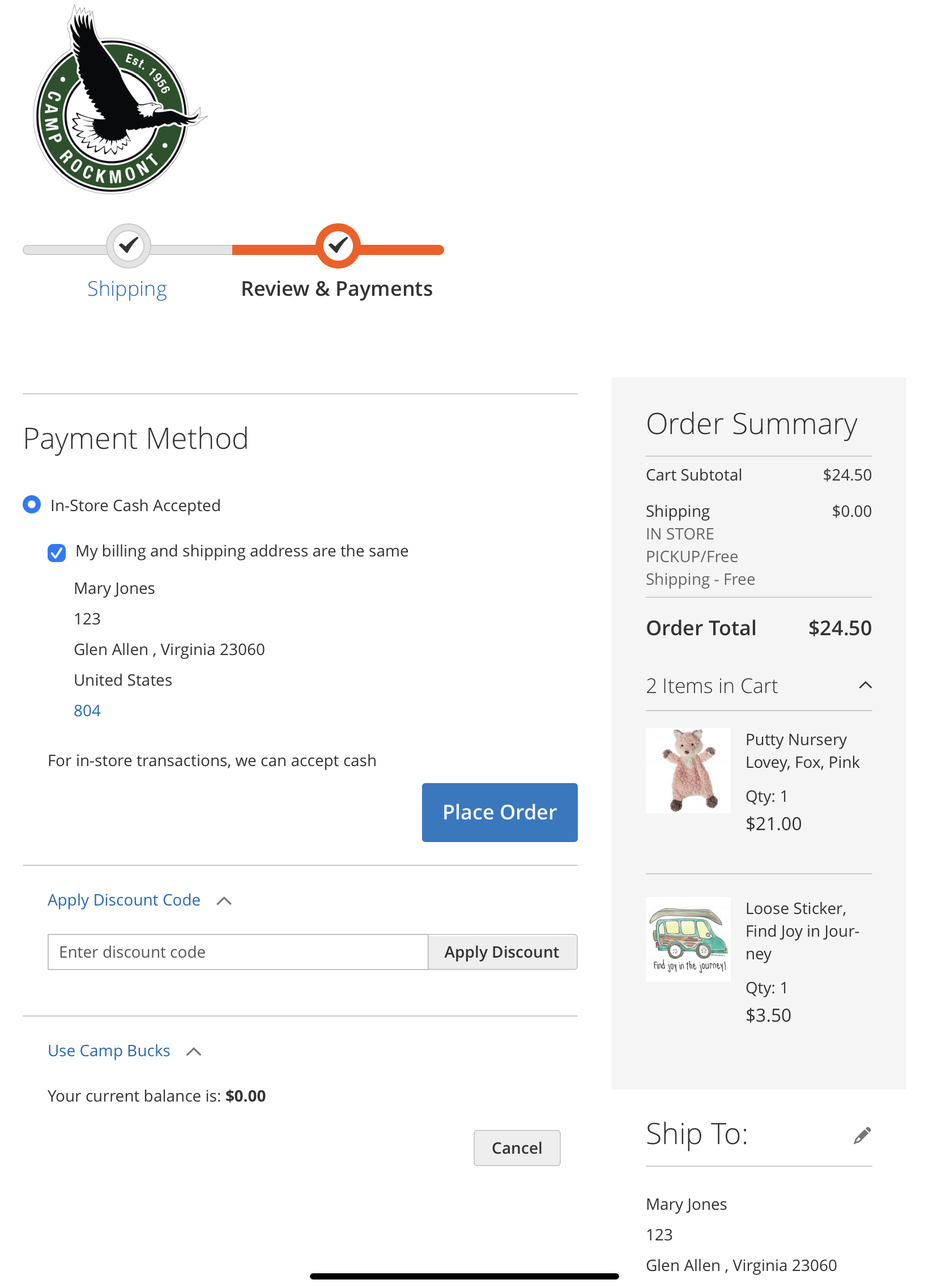 CampHQ View Orders Dashboard